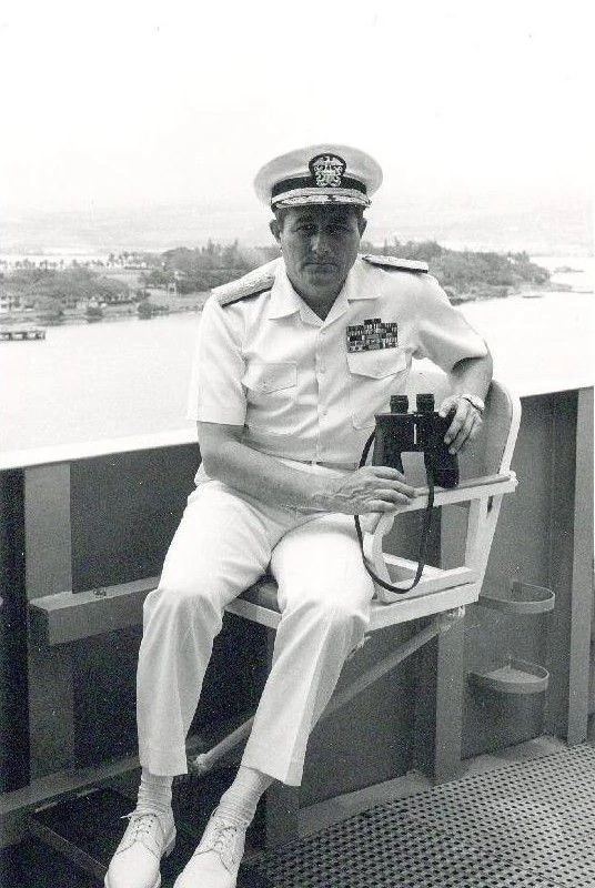 REAR ADMIRAL ROBINSON ABOARD HIS FLAGSHIP IN PEARL HARBOR, HAWAII ENRO